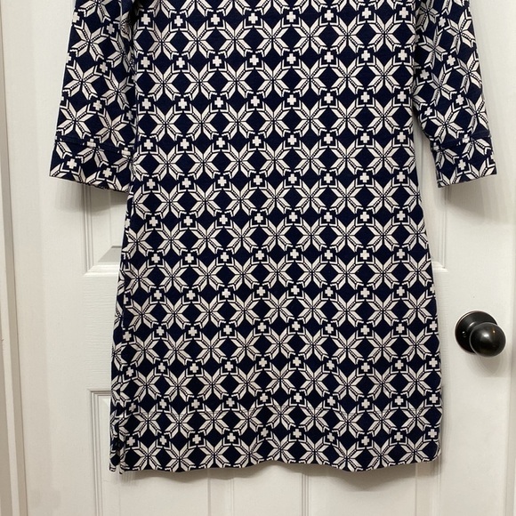 Hatley Geometric Print Shift Dress Geometric Print Small Navy Blue White Small - Picture 3 of 14